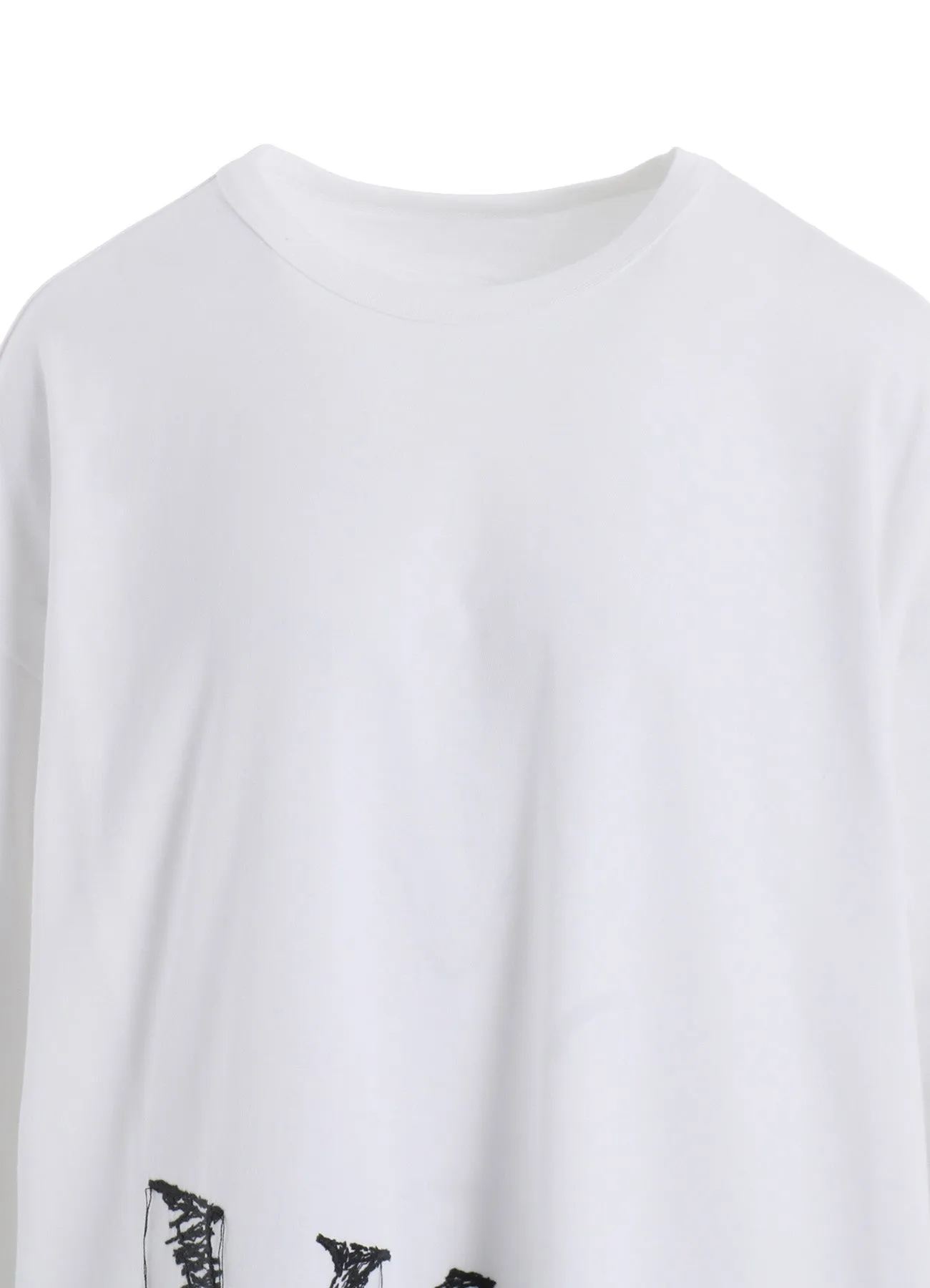 COTTON JERSEY Y'S LOGO STITCH ASYMMETERIC DRAPE T sold by Yohji Yamamoto product image thumbnail 5