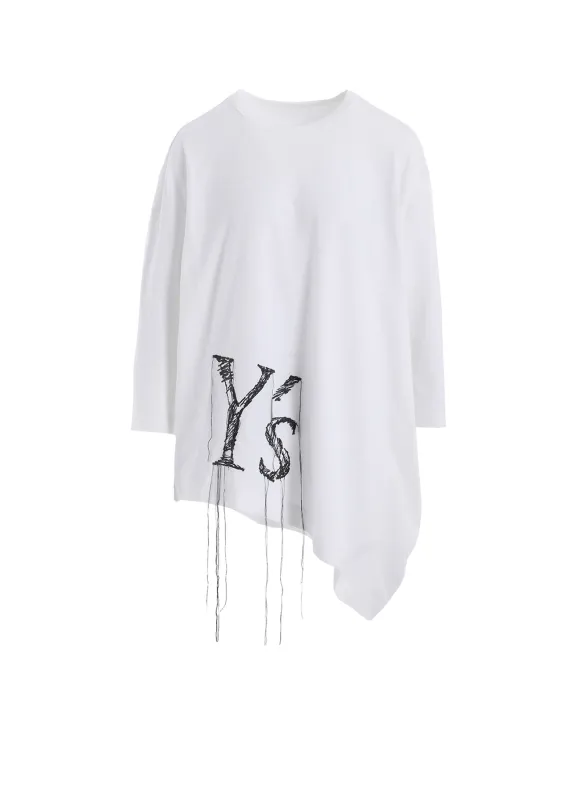 COTTON JERSEY Y'S LOGO STITCH ASYMMETERIC DRAPE T sold by Yohji Yamamoto