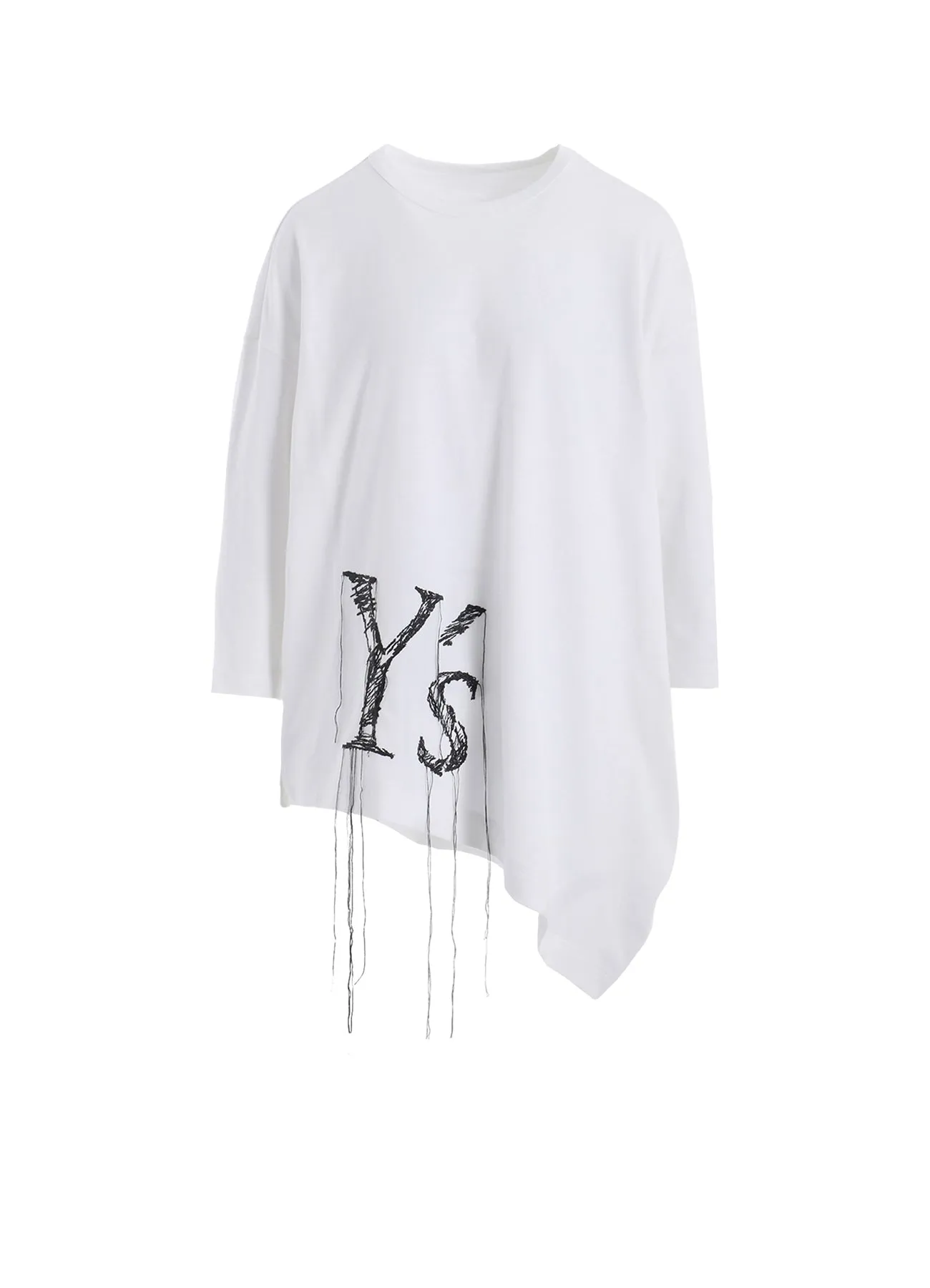 COTTON JERSEY Y'S LOGO STITCH ASYMMETERIC DRAPE T sold by Yohji Yamamoto