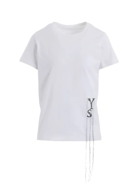 COTTON JERSEY Y'S LOGO STITCH ROUND NECK HALF SLEEVE T sold by Yohji Yamamoto
