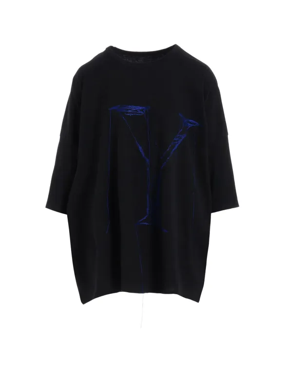 COTTON JERSEY Y'S LOGO STITCH ROUND NECK BIG T sold by Yohji Yamamoto