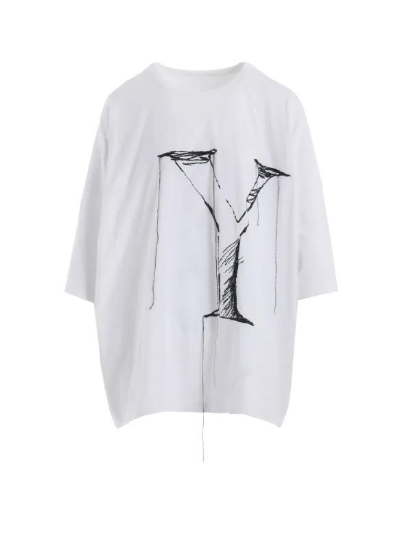 COTTON JERSEY Y'S LOGO STITCH ROUND NECK BIG T sold by Yohji Yamamoto