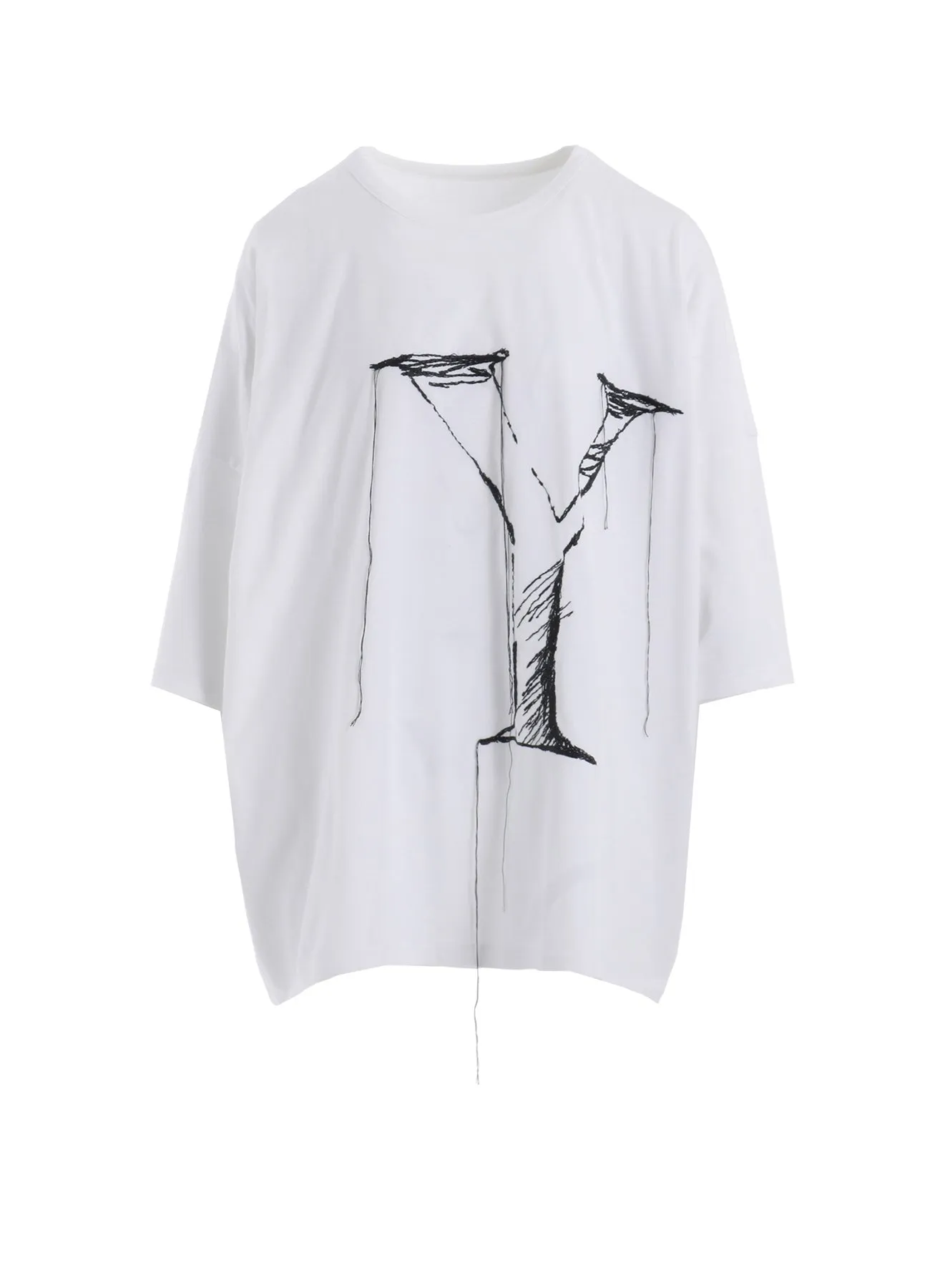 COTTON JERSEY Y'S LOGO STITCH ROUND NECK BIG T sold by Yohji Yamamoto