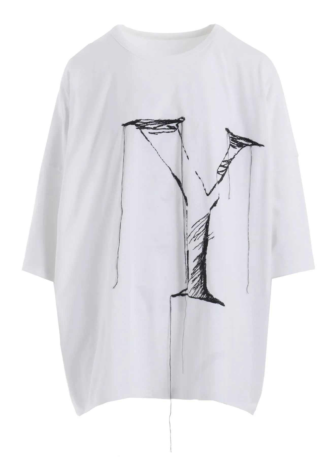 COTTON JERSEY Y'S LOGO STITCH ROUND NECK BIG T sold by Yohji Yamamoto product image thumbnail 2