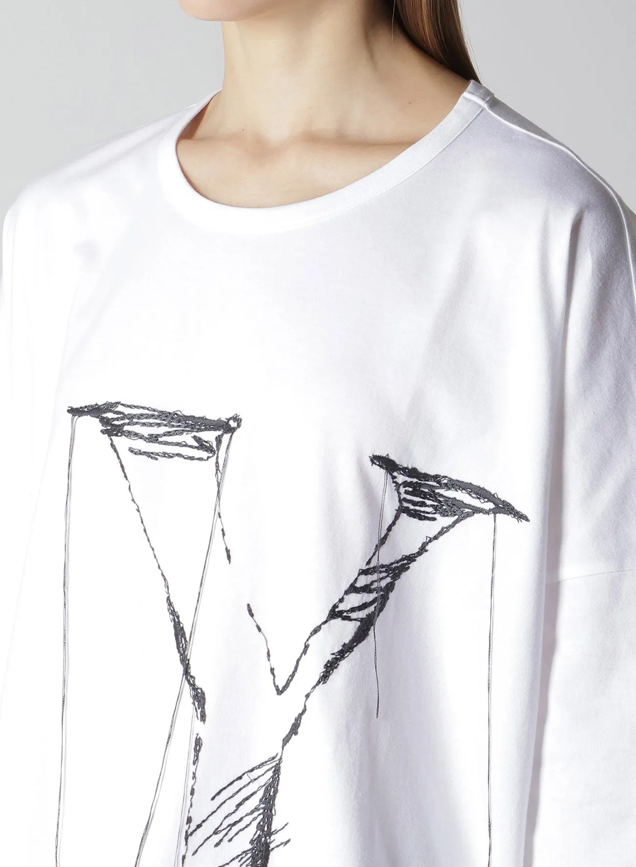 COTTON JERSEY Y'S LOGO STITCH ROUND NECK BIG T sold by Yohji Yamamoto product image thumbnail 5