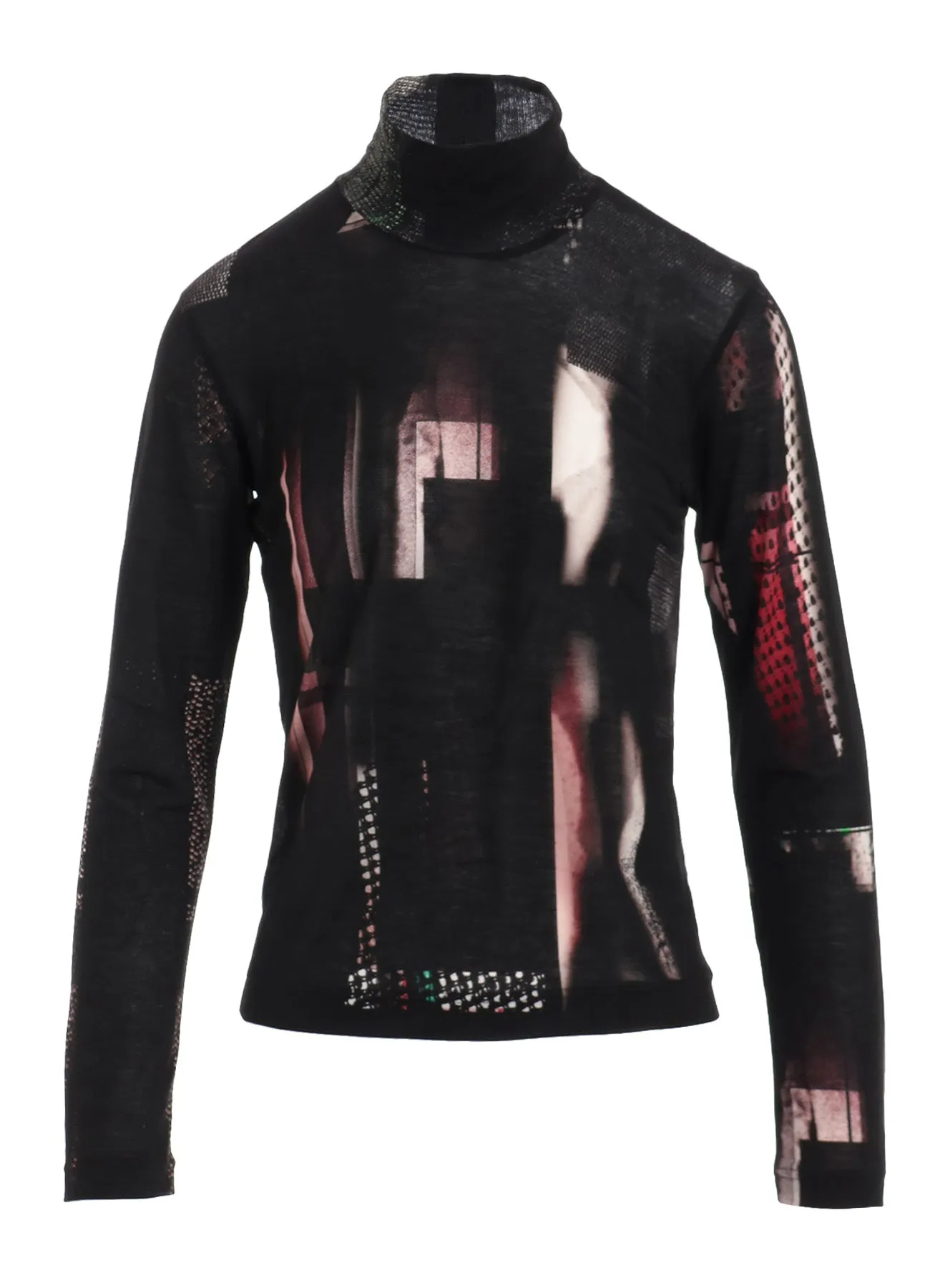 LYOCELL DARK NEON PRINT HIGH NECK LONG SLEEVE T sold by Yohji Yamamoto product image thumbnail 2