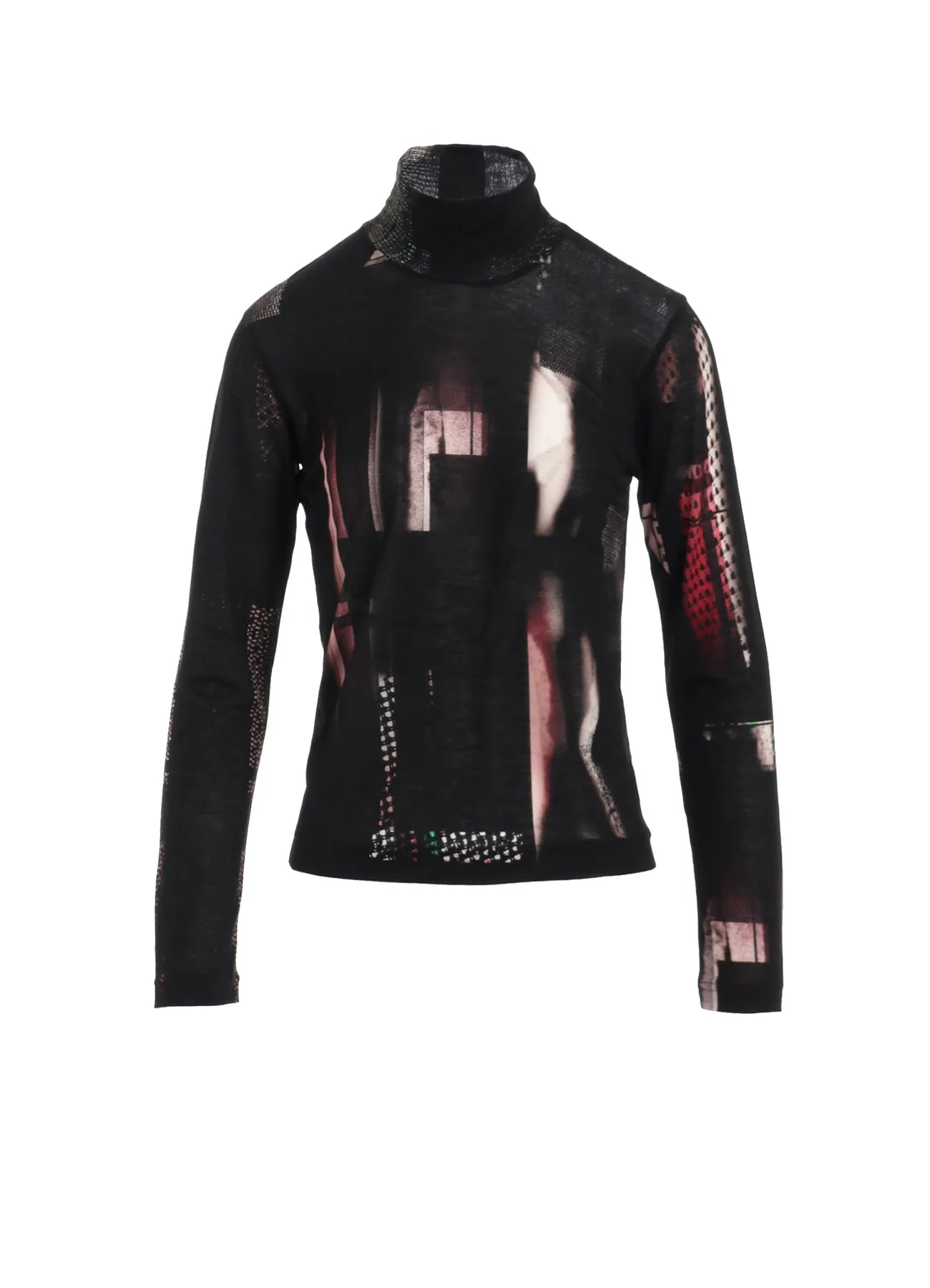 LYOCELL DARK NEON PRINT HIGH NECK LONG SLEEVE T sold by Yohji Yamamoto