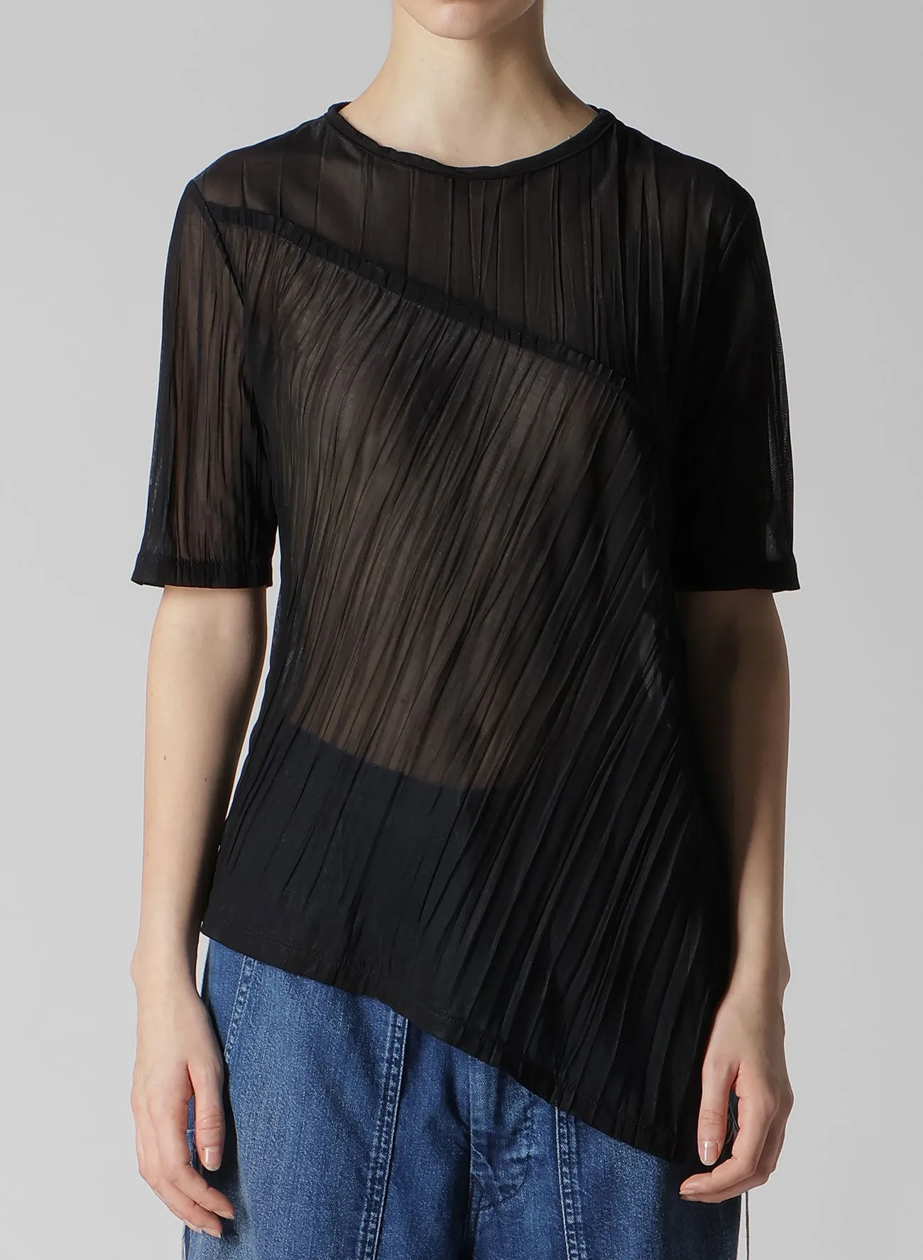 VERTICAL WRINKLE DIAGONAL PANEL T sold by Yohji Yamamoto product image thumbnail 4