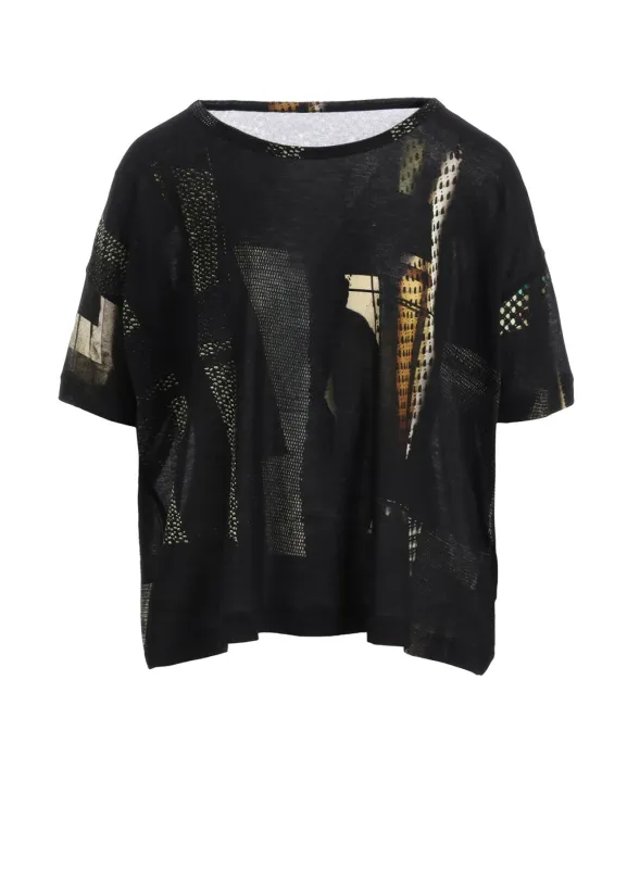 LYOCELL DARK NEON PRINT LOOSE ROUND NECK T sold by Yohji Yamamoto