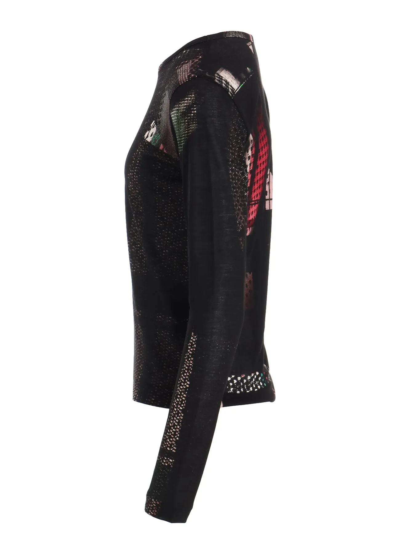 LYOCELL DARK NEON PRINT ROUND NECK LONG SLEEVE T sold by Yohji Yamamoto product image thumbnail 3