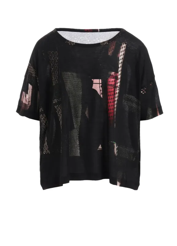 LYOCELL DARK NEON PRINT LOOSE ROUND NECK T sold by Yohji Yamamoto