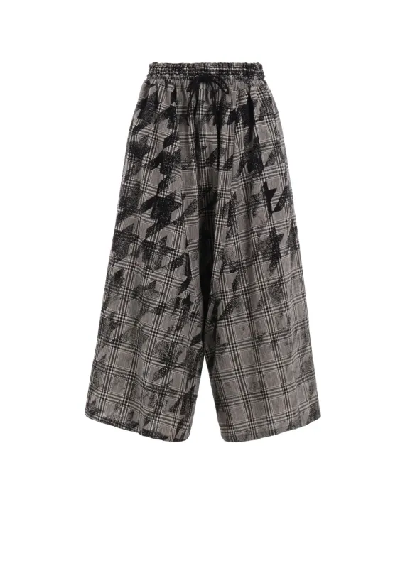 COTTON/LINEN PLAID×BIG HOUNDSTOOTH GATHERED PANTS sold by Yohji Yamamoto