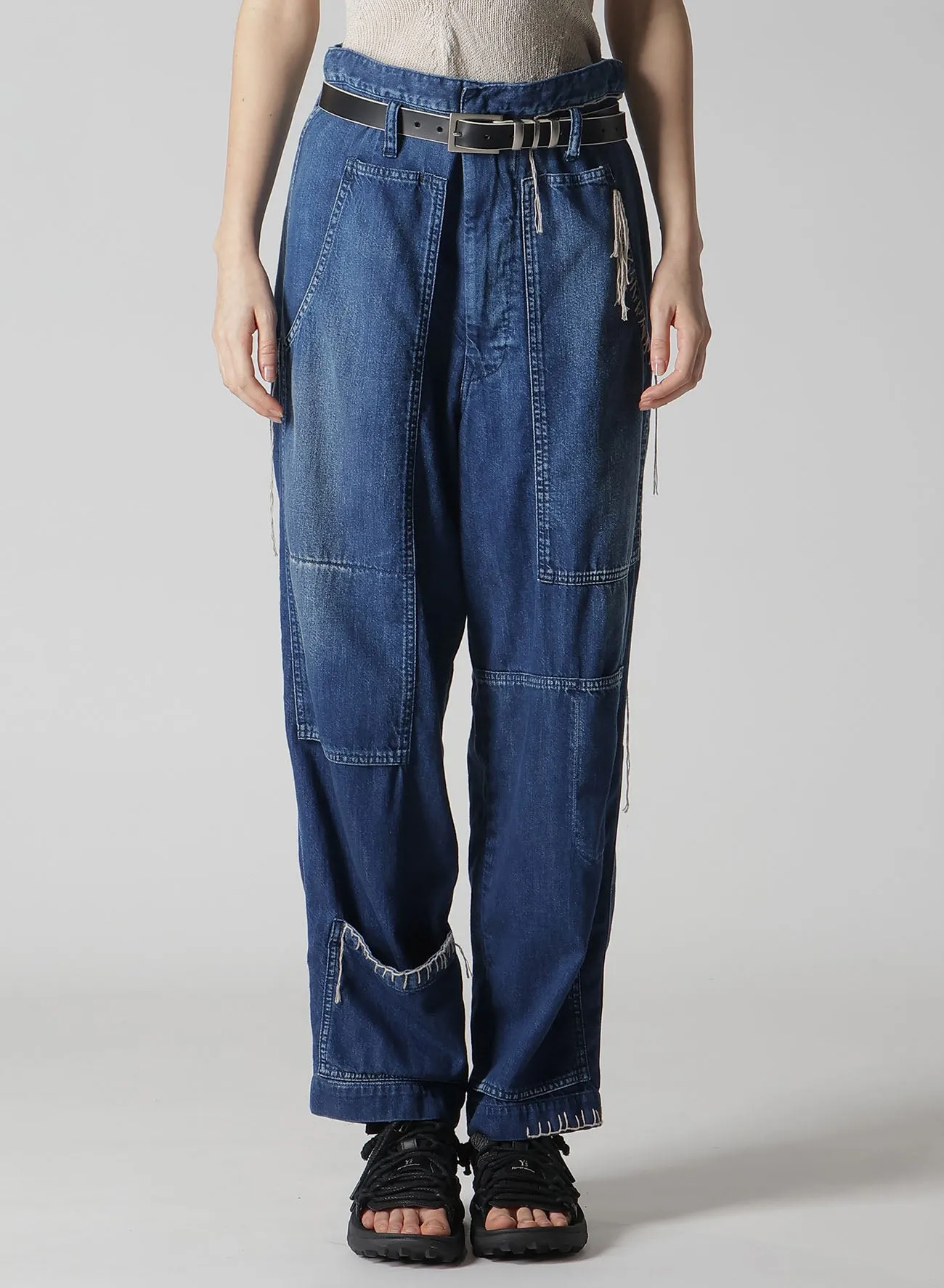 SPOTTED DENIM PATCHED-POCKET PANTS sold by Yohji Yamamoto product image thumbnail 4