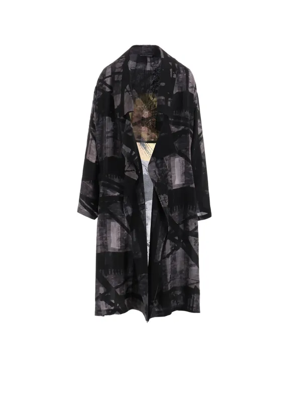 FLOWER&CABLE PRINT BIG COLLAR COAT sold by Yohji Yamamoto
