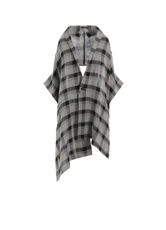 LINEN/SILK PLAID KIMONO JACKET sold by Yohji Yamamoto