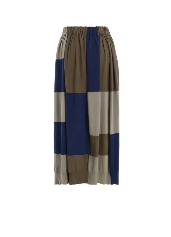 MULTI COLOR INTARSIA GATHER SKIRT sold by Yohji Yamamoto