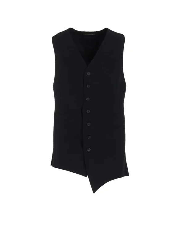 WOOL GABARDINE ASYMMETRY LENGTH VEST sold by Yohji Yamamoto