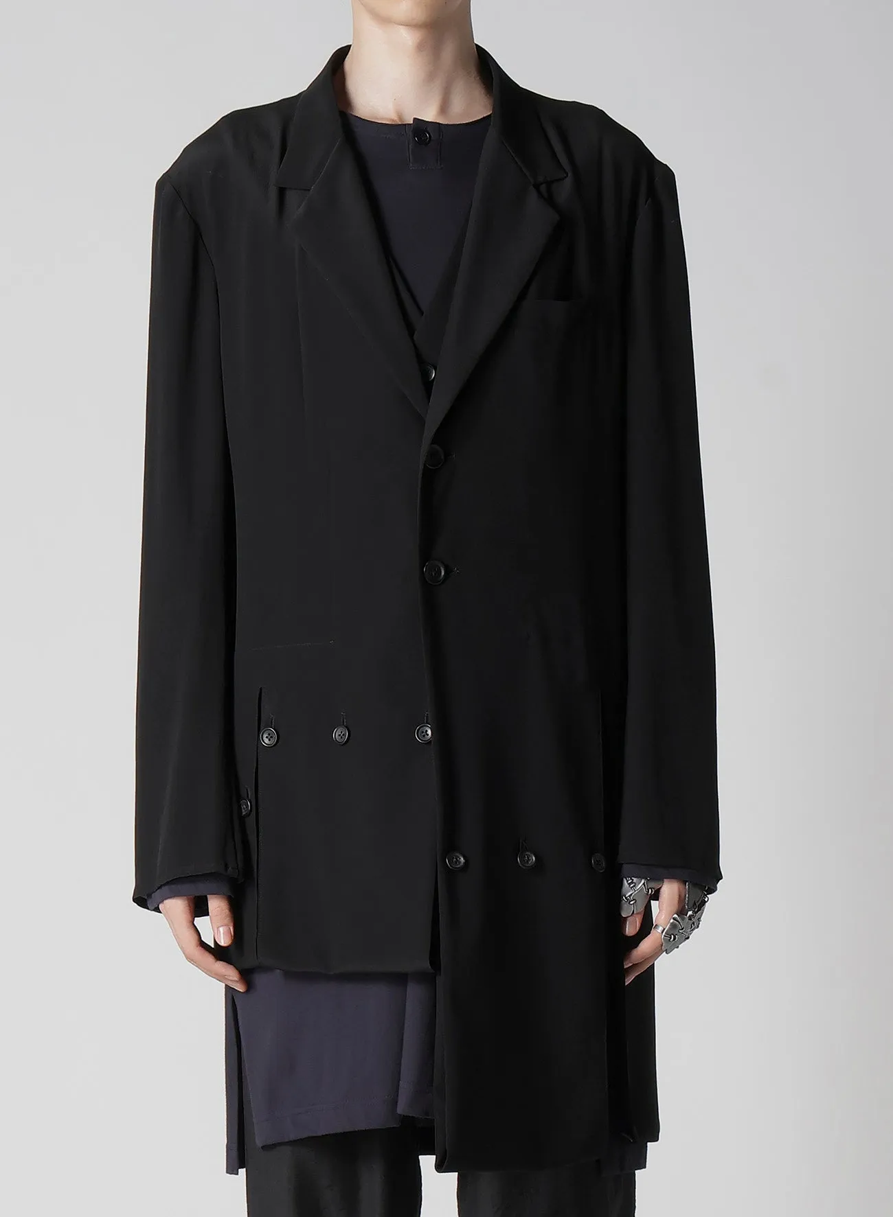 12M SILK DECINE HEM WRAPPED JACKET sold by Yohji Yamamoto product image thumbnail 2