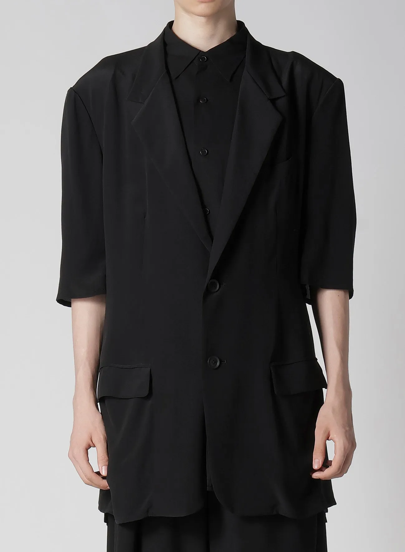 12M SILK DECINE CROPPED SLEEVE JACKET sold by Yohji Yamamoto product image thumbnail 2
