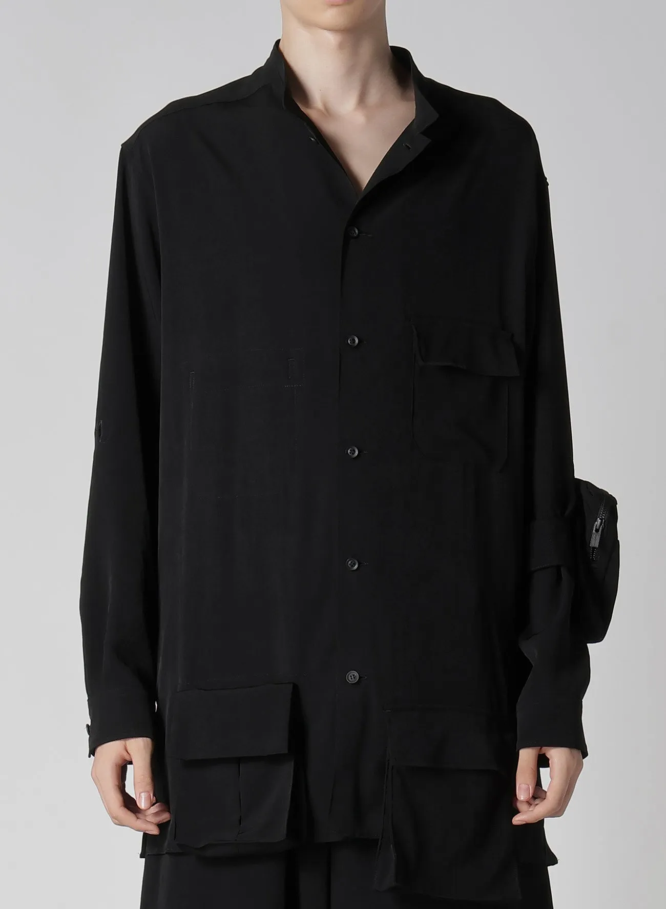 TA TUXEDO STAND COLLAR POCKET BLOUSE sold by Yohji Yamamoto product image thumbnail 2