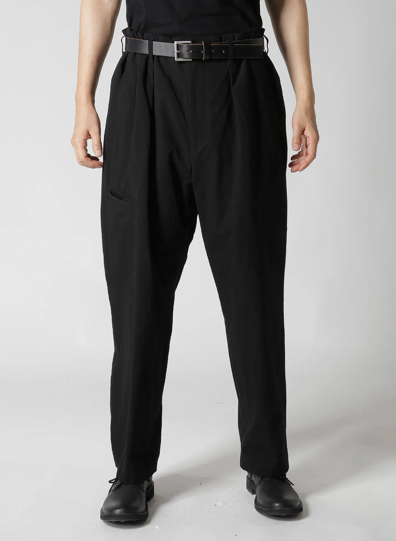 RIGHT LEG POCKET PANTS WITH COTTON LINEN UNEVEN YARN CANVAS sold by Yohji Yamamoto product image thumbnail 4