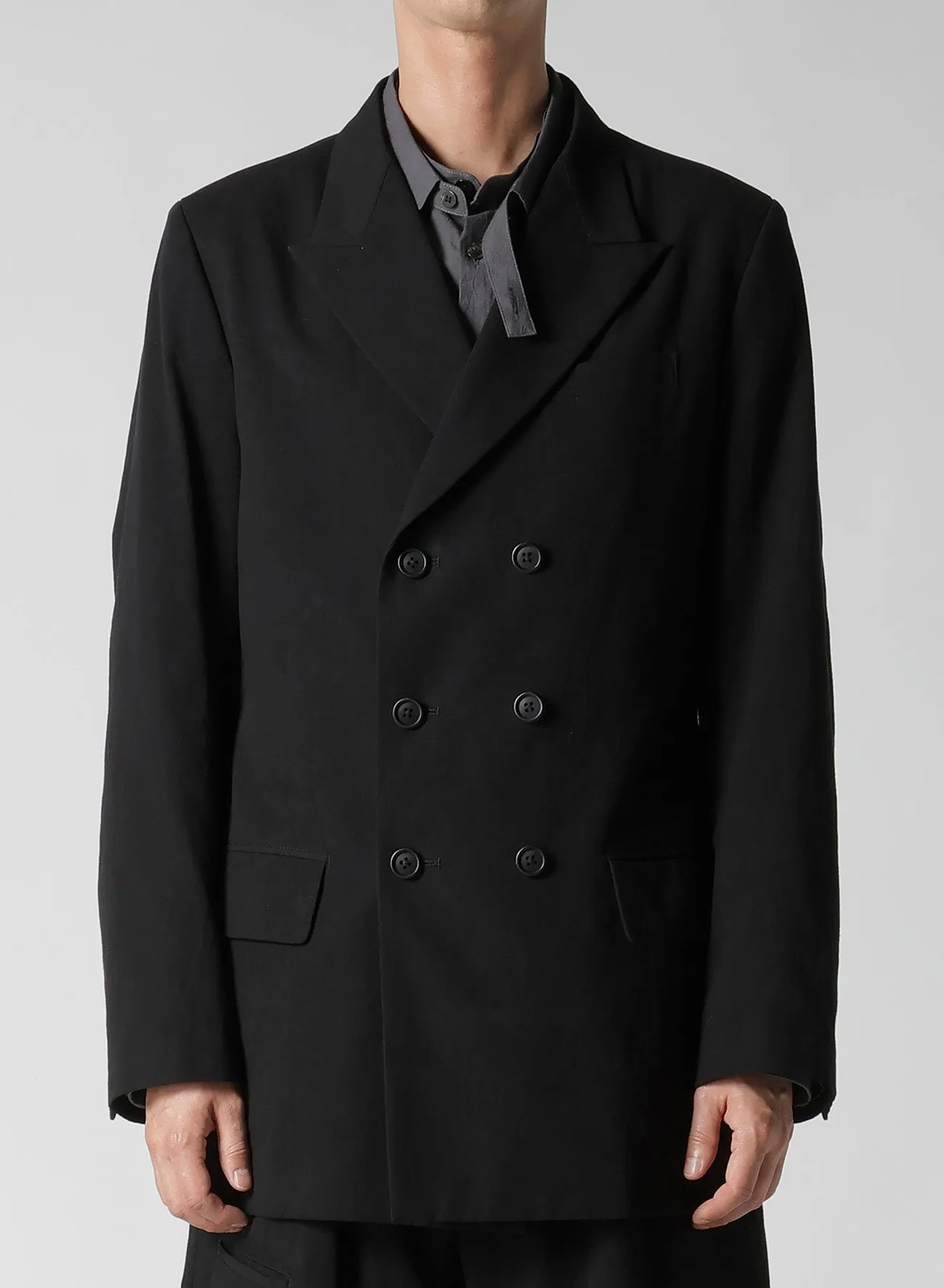 DOUBLE JACKET WITH COTTON LINEN UNEVEN YARN CANVAS sold by Yohji Yamamoto product image thumbnail 5