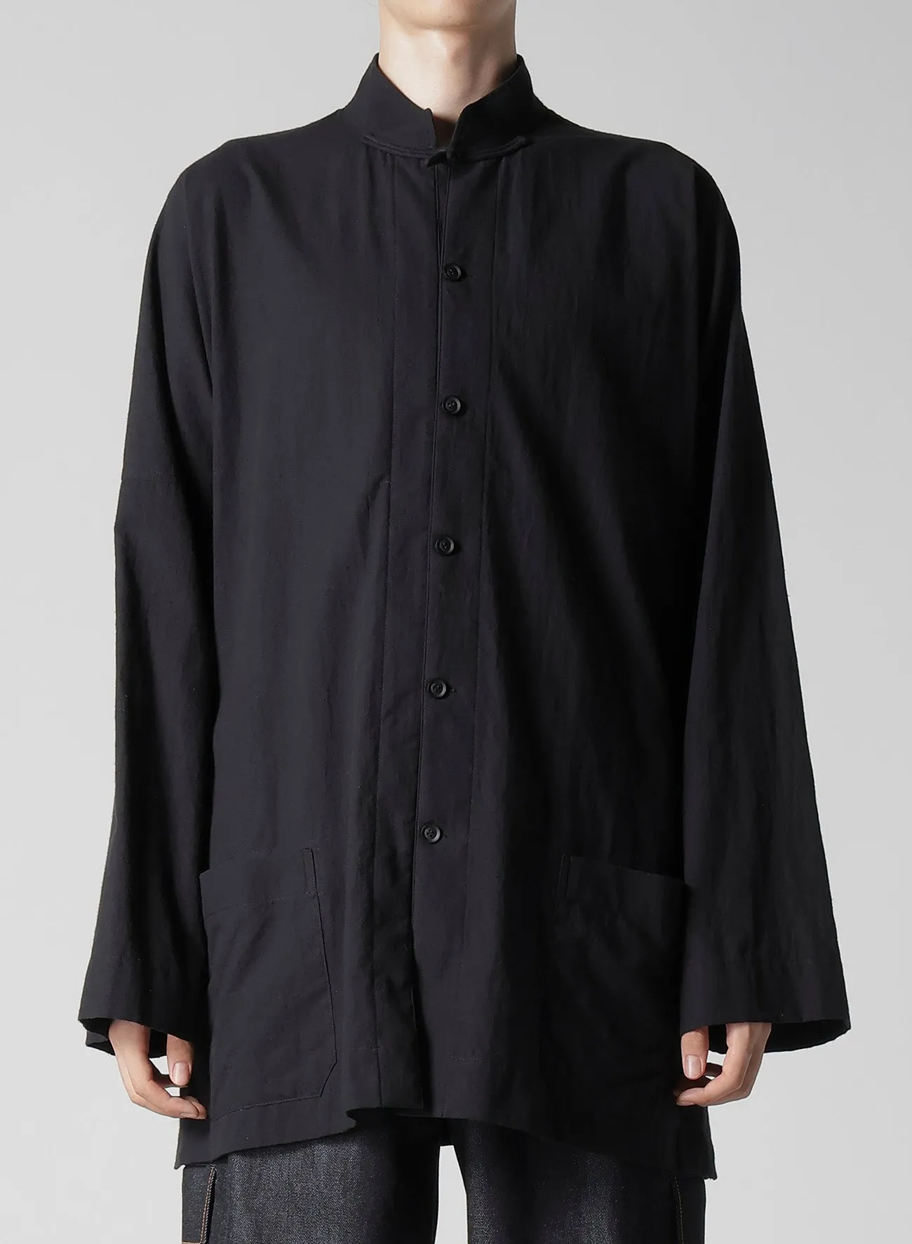 COTTON HEMP BROAD SHIRT WITH STAND COLLAR sold by Yohji Yamamoto product image thumbnail 4