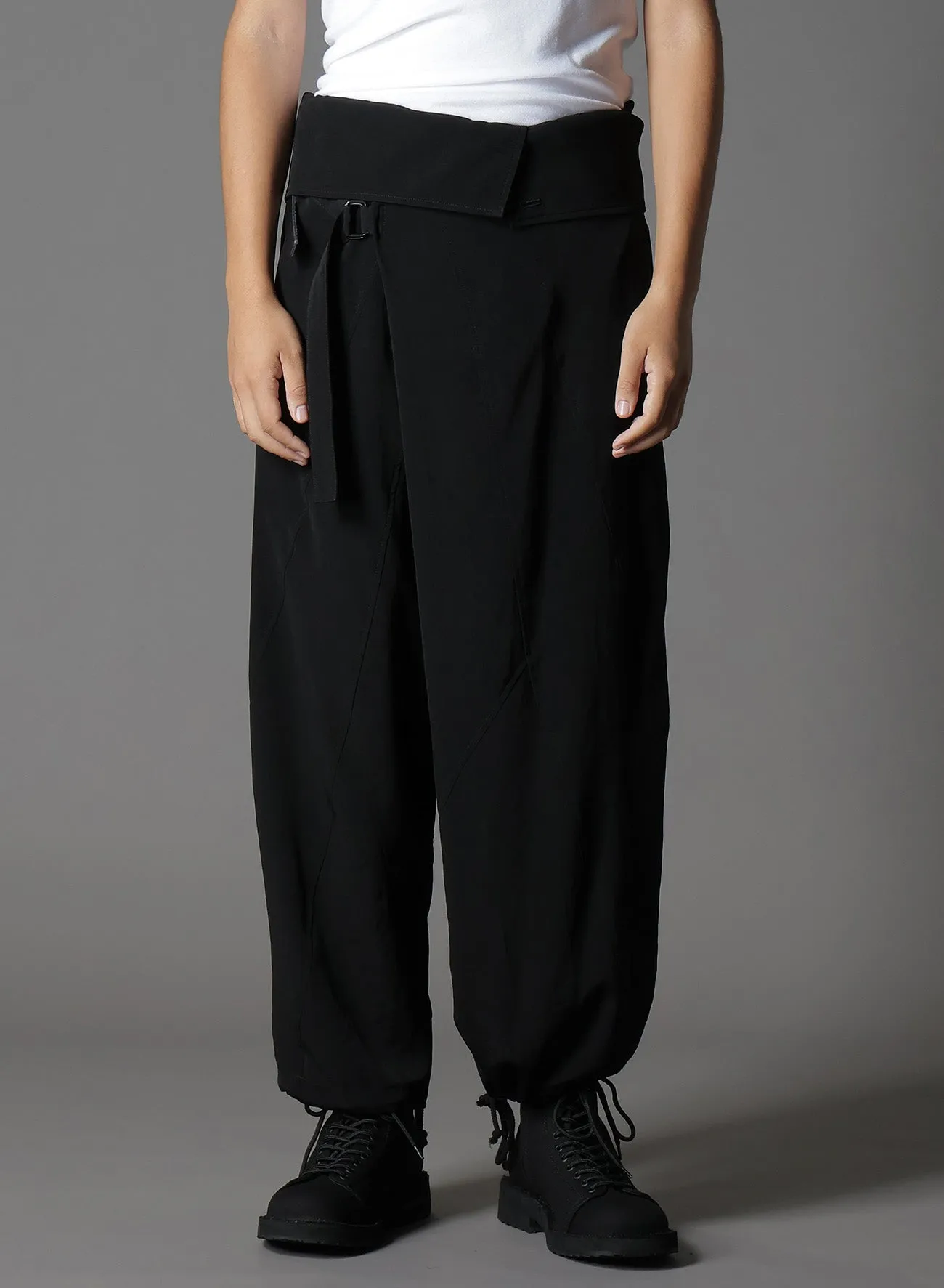 CREPE DE CHINE HIGH WAIST TUCK PANTS sold by Yohji Yamamoto product image thumbnail 5