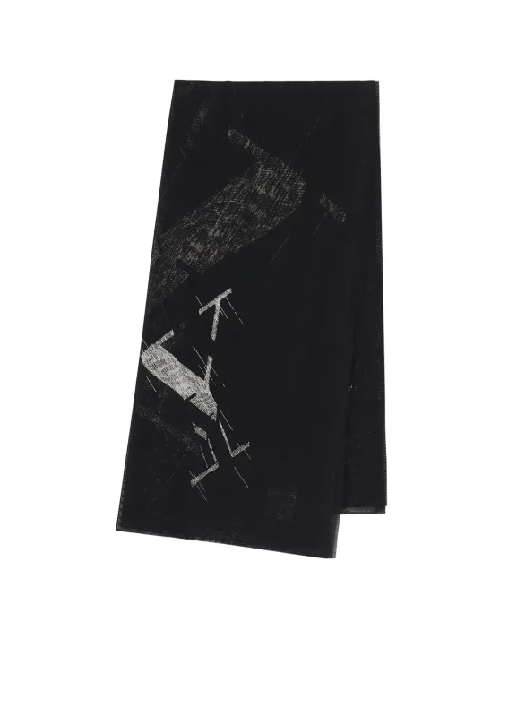 SILK TULLE DISCHARGE PRINT A Y3PCS SCARF sold by Yohji Yamamoto