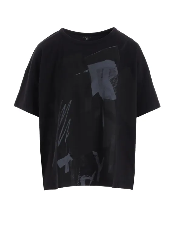 Y'S COLLAGE PRINT LOOSE ROUND NECK T made by Yohji Yamamoto