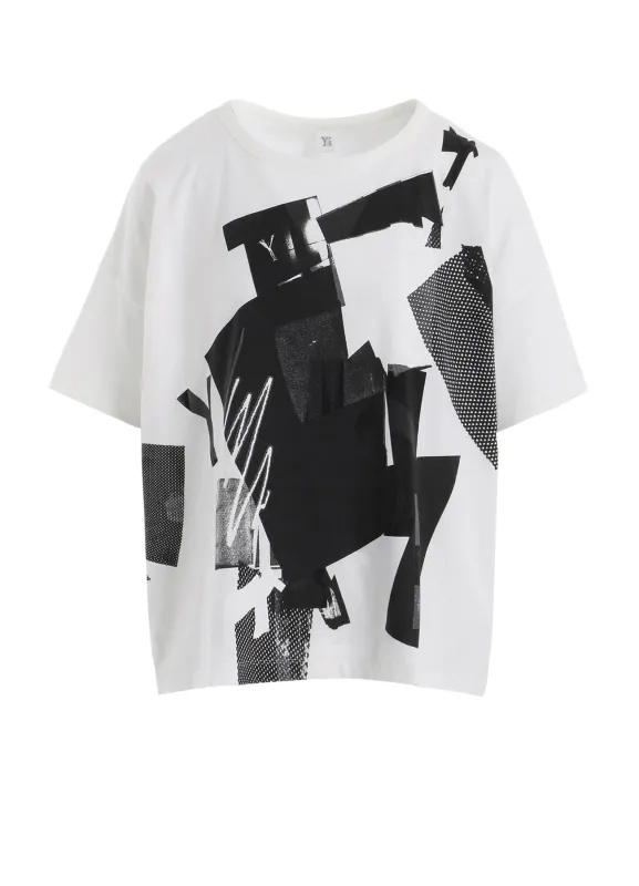 Y'S COLLAGE PRINT LOOSE ROUND NECK T sold by Yohji Yamamoto