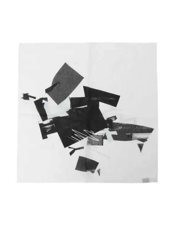 Y'S TULLE COLLAGE PRINT COTTON LOAN HANDKERCHIEF made by Yohji Yamamoto
