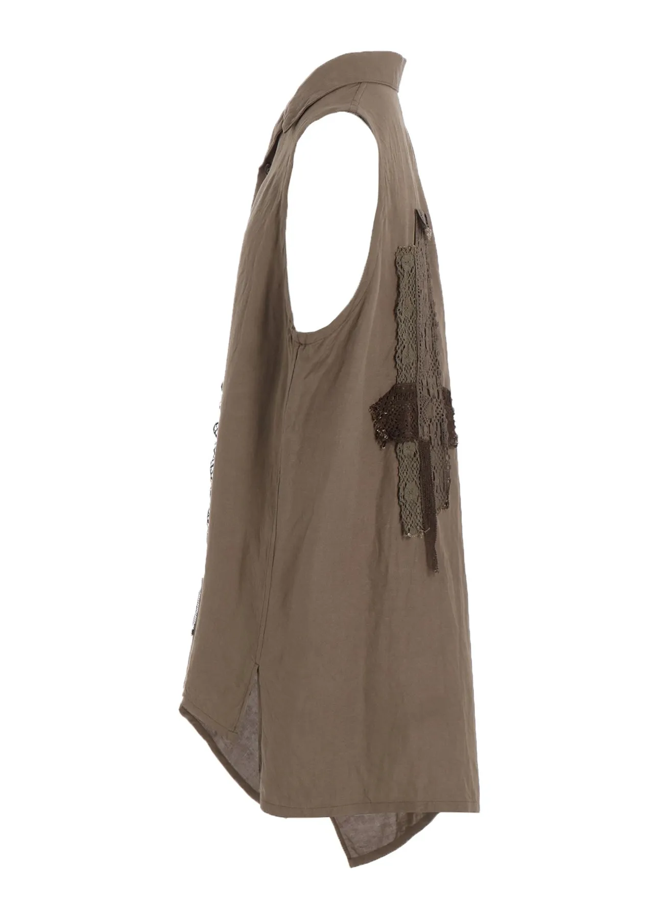 ASYMMETRIC SLEEVELESS BLOUSE WITH LACE sold by Yohji Yamamoto product image thumbnail 3