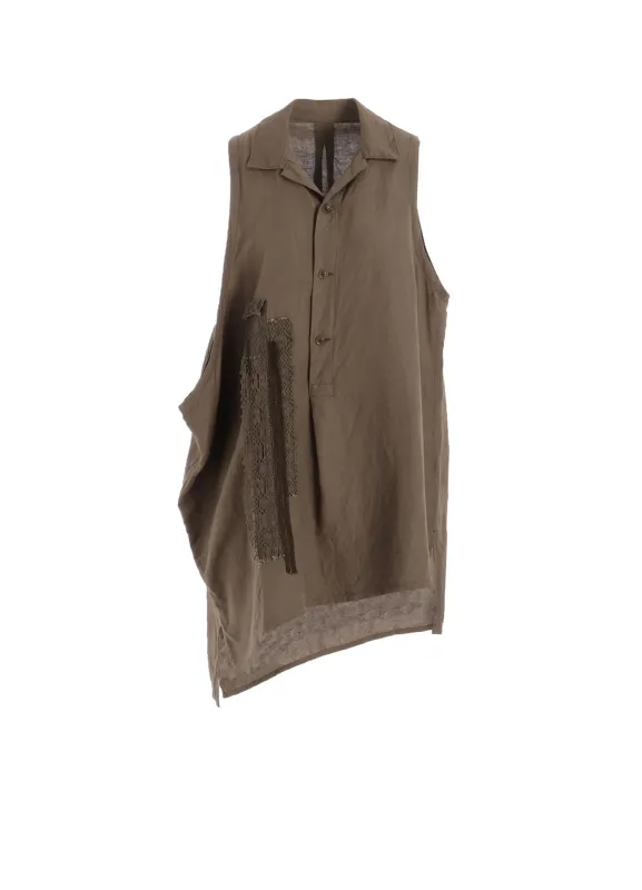 ASYMMETRIC SLEEVELESS BLOUSE WITH LACE made by Yohji Yamamoto