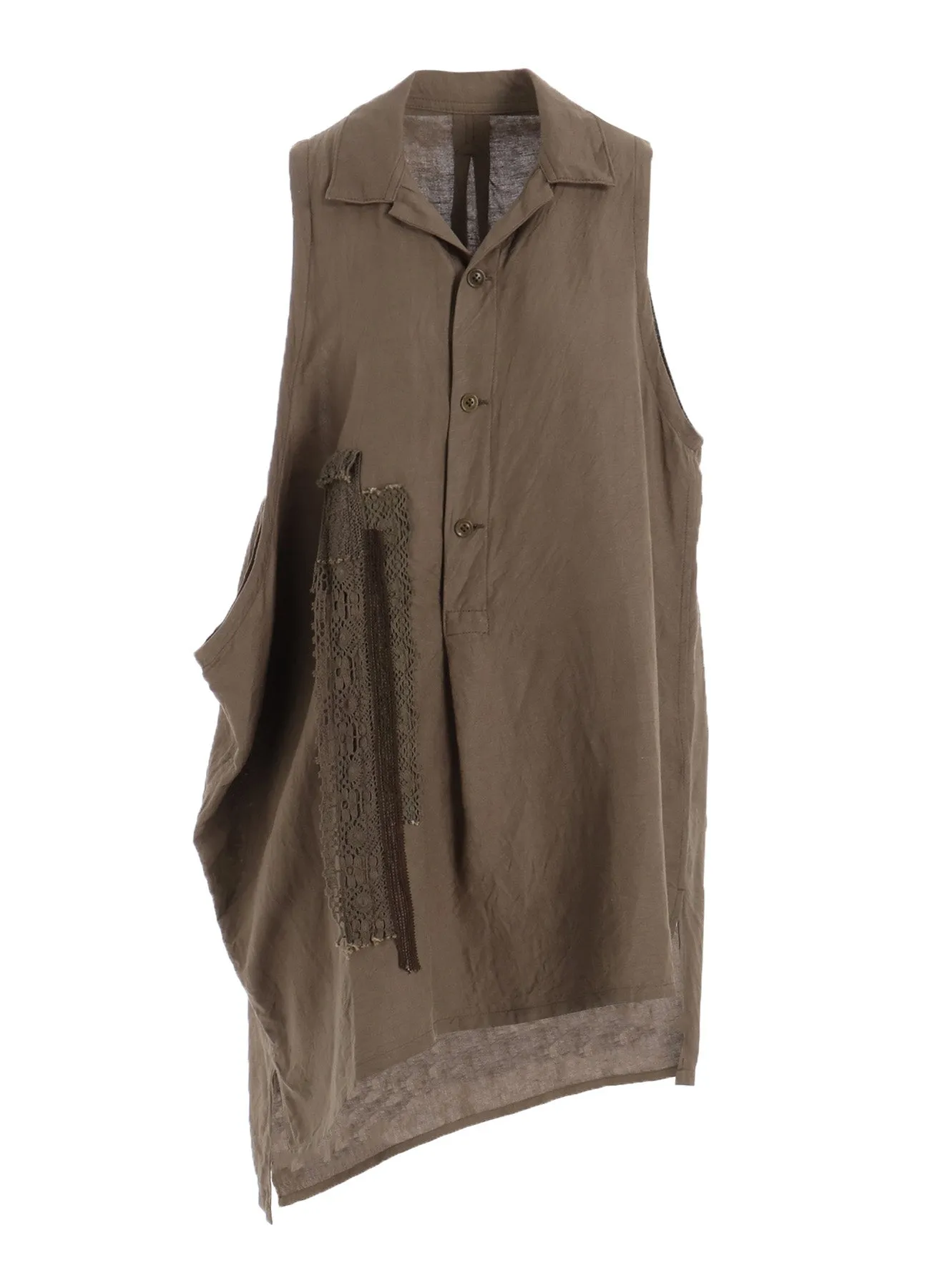 ASYMMETRIC SLEEVELESS BLOUSE WITH LACE sold by Yohji Yamamoto product image thumbnail 2