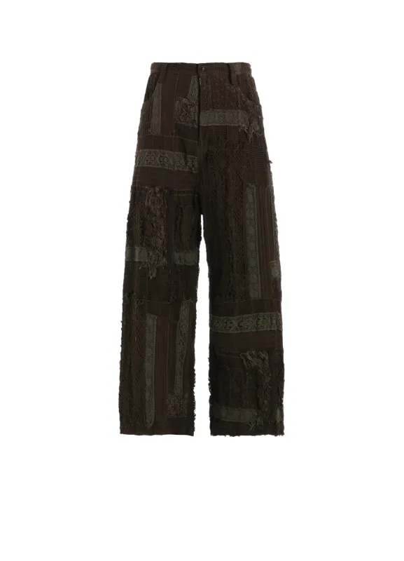 LACE PATCHWORK STRAIT PANTS sold by Yohji Yamamoto