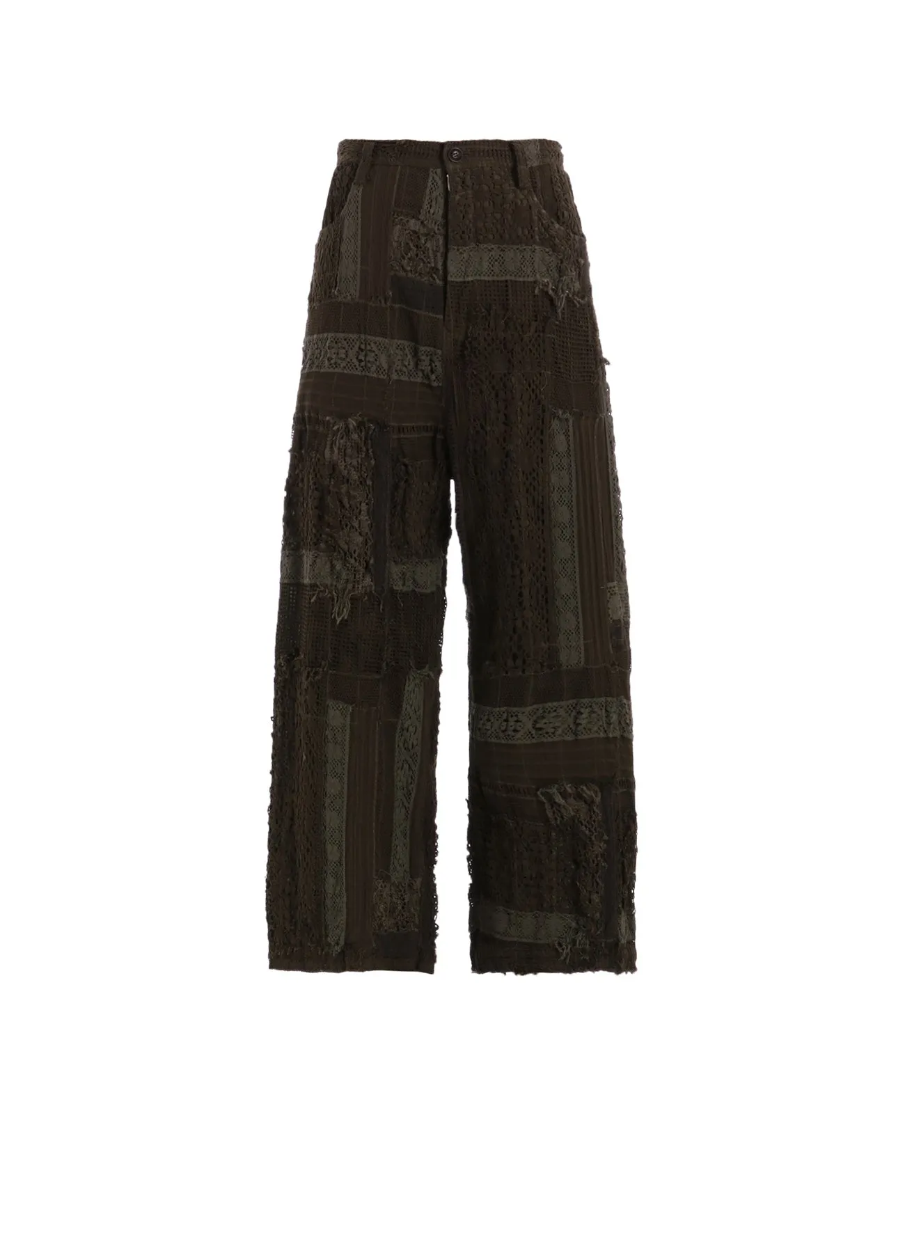 LACE PATCHWORK STRAIT PANTS sold by Yohji Yamamoto