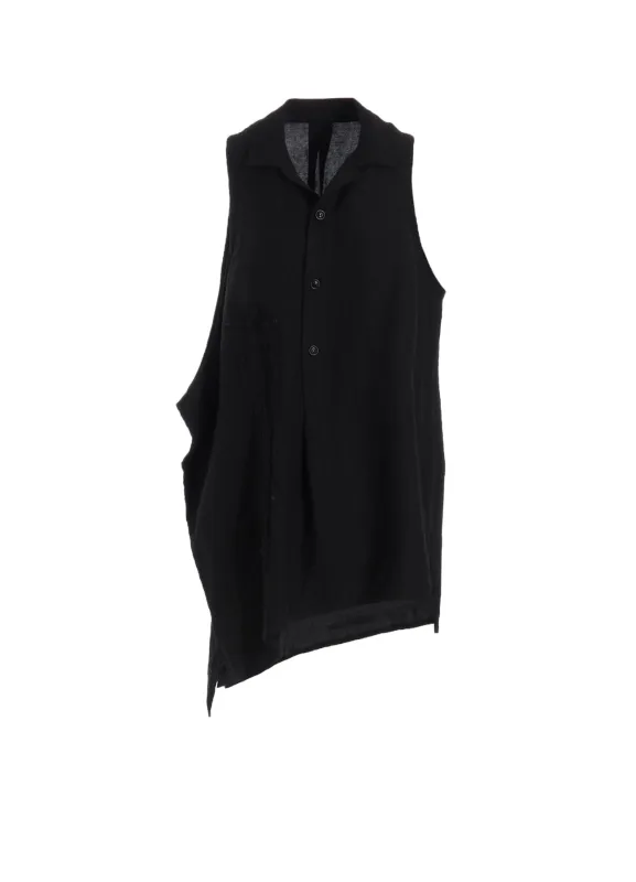 ASYMMETRIC SLEEVELESS BLOUSE WITH LACE made by Yohji Yamamoto