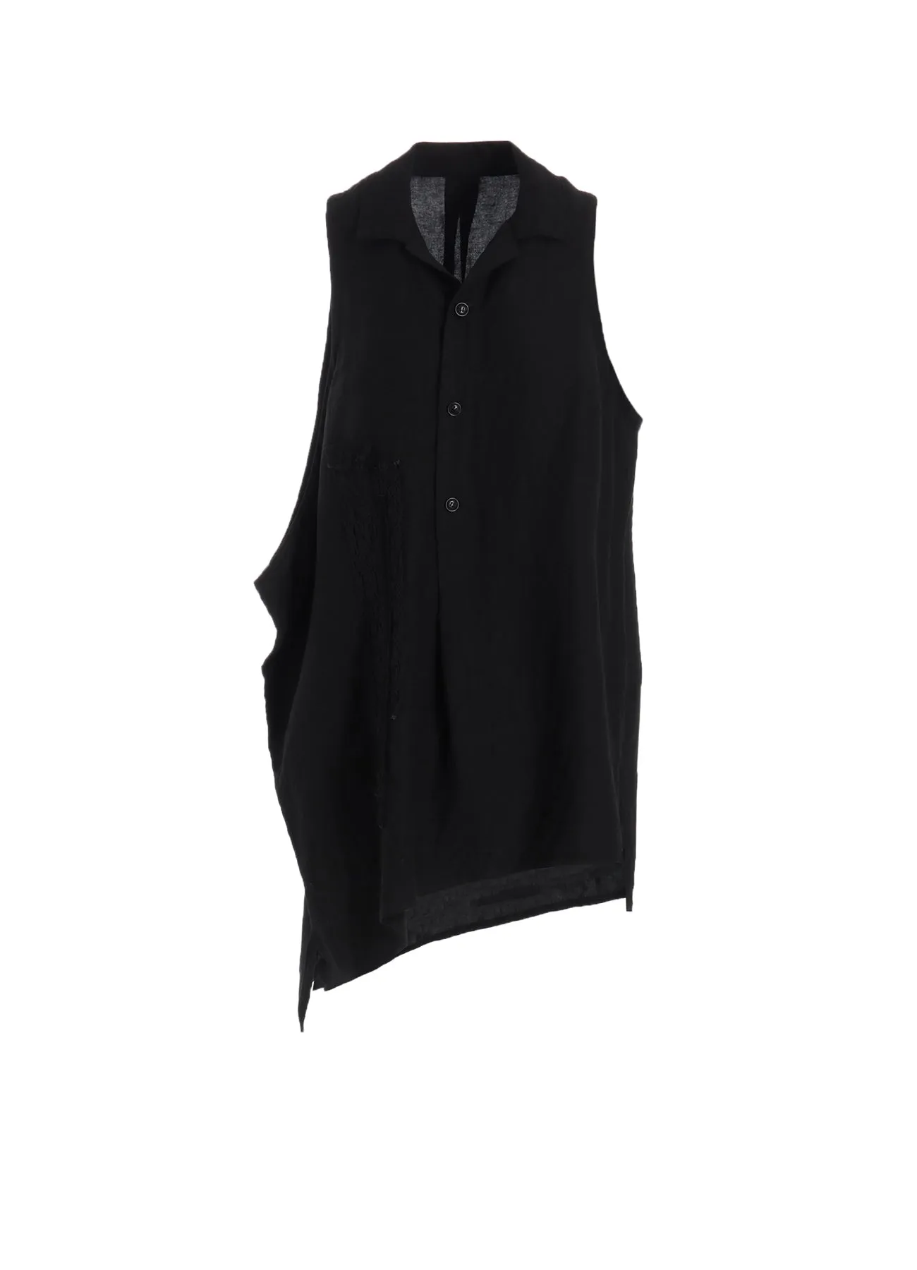 ASYMMETRIC SLEEVELESS BLOUSE WITH LACE sold by Yohji Yamamoto