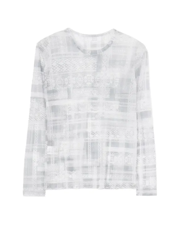 TULLE LACE PRINT LONG SLEEVE T sold by Yohji Yamamoto