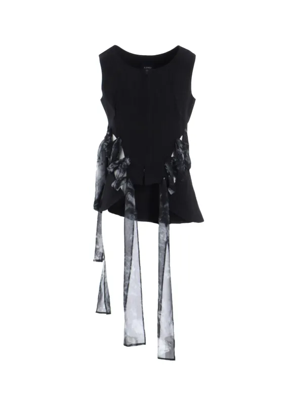 STRIPE RIBBON LACE-UP VEST sold by Yohji Yamamoto