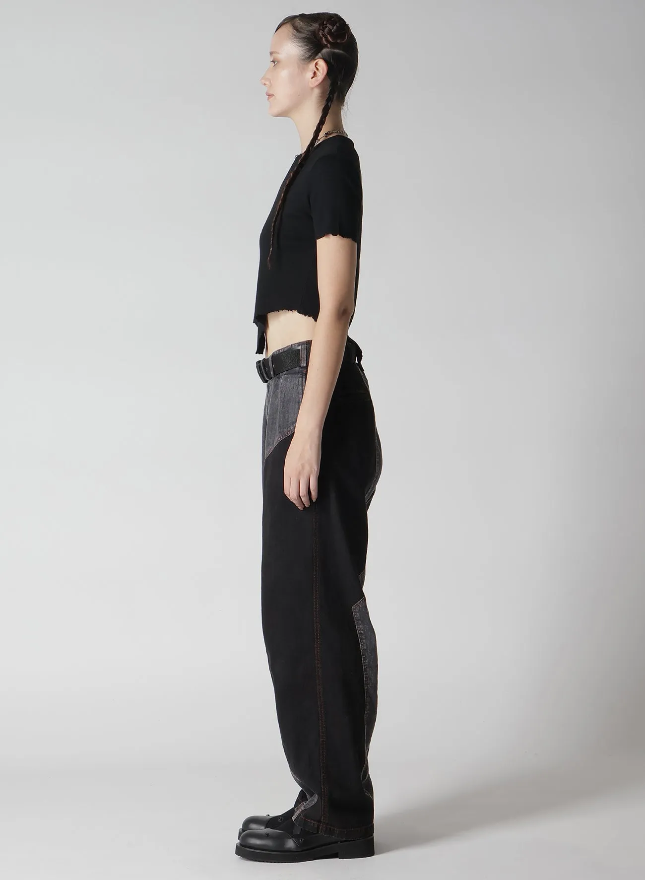 CRUSHED RIB STITCH DAMAGED HEM T-SHIRT sold by Yohji Yamamoto product image thumbnail 5
