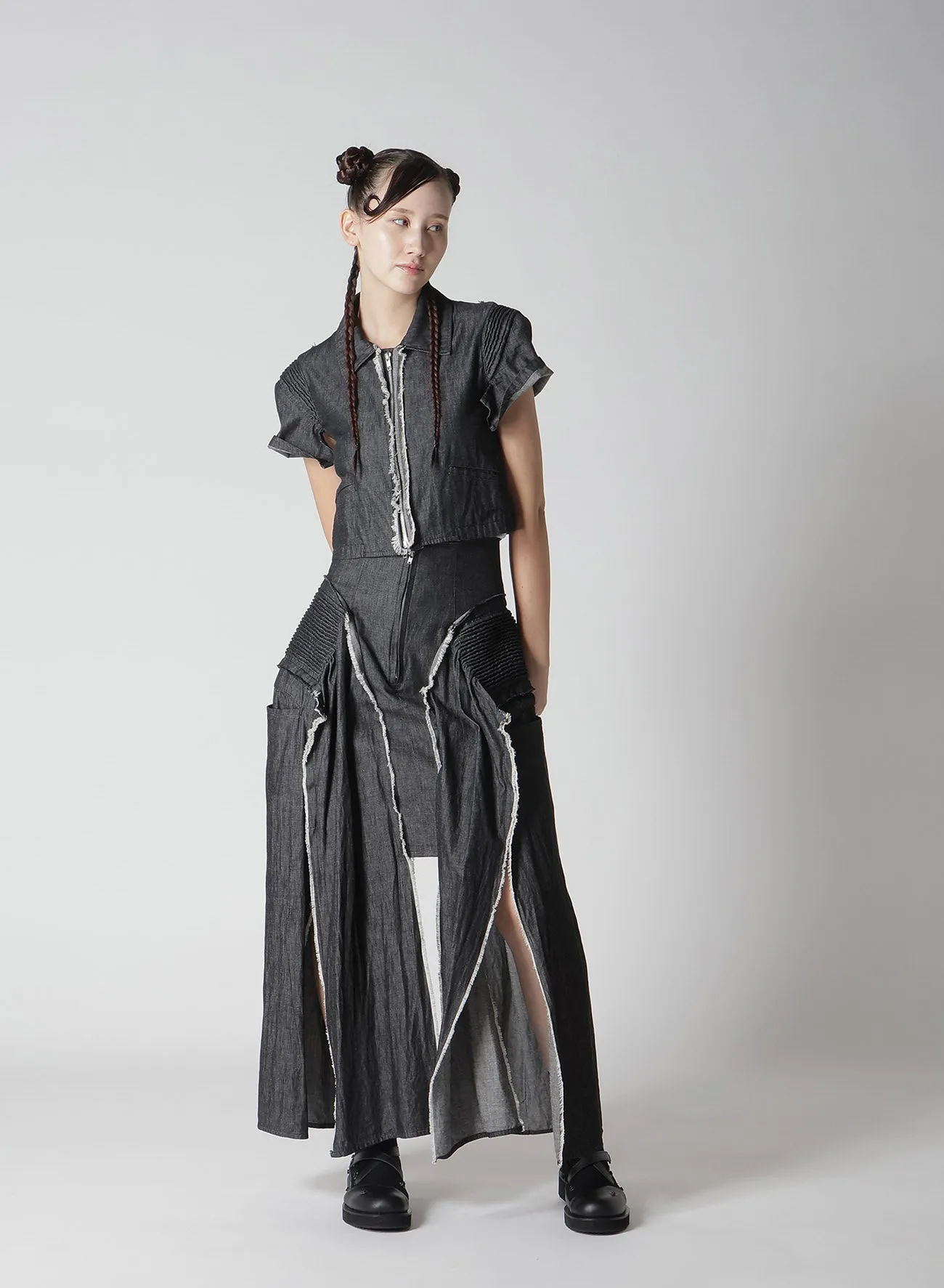 LIGHT DENIM GATHERED SKIRT sold by Yohji Yamamoto product image thumbnail 4