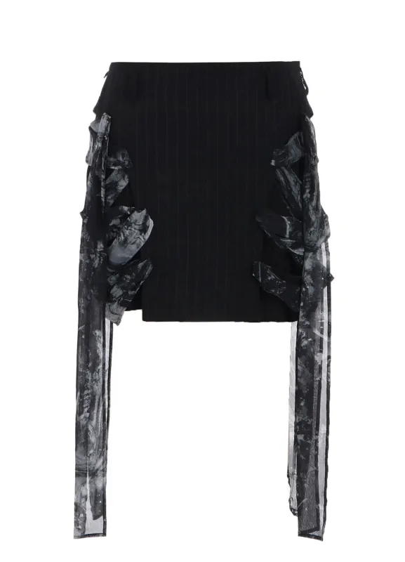 STRIPE RIBBON LACE-UP SHORT SKIRT sold by Yohji Yamamoto