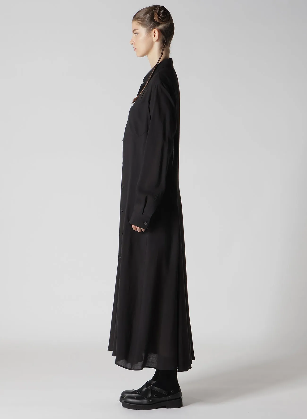 SOFT LAWN FLARED SLIT DRESS sold by Yohji Yamamoto product image thumbnail 5