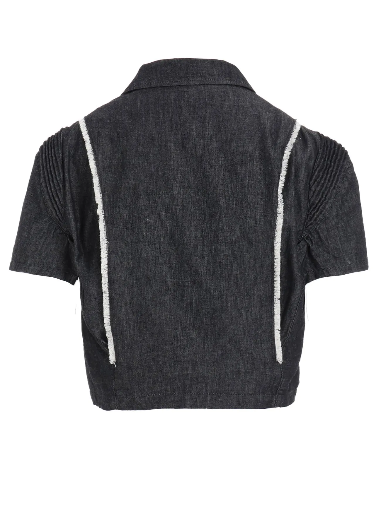 LIGHT DENIM FRILLED SHORT JACKET sold by Yohji Yamamoto product image thumbnail 3