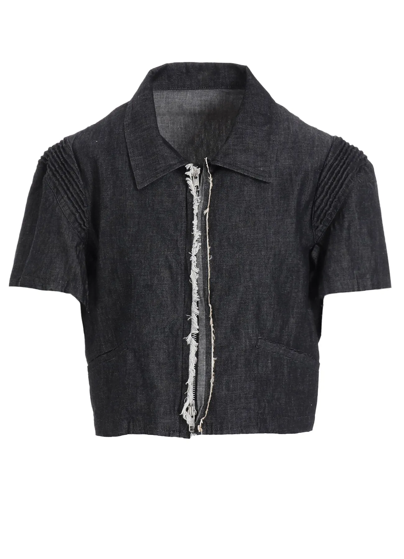 LIGHT DENIM FRILLED SHORT JACKET sold by Yohji Yamamoto product image thumbnail 2