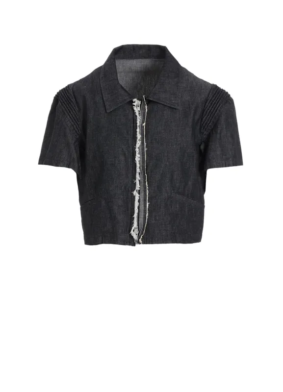 LIGHT DENIM FRILLED SHORT JACKET sold by Yohji Yamamoto