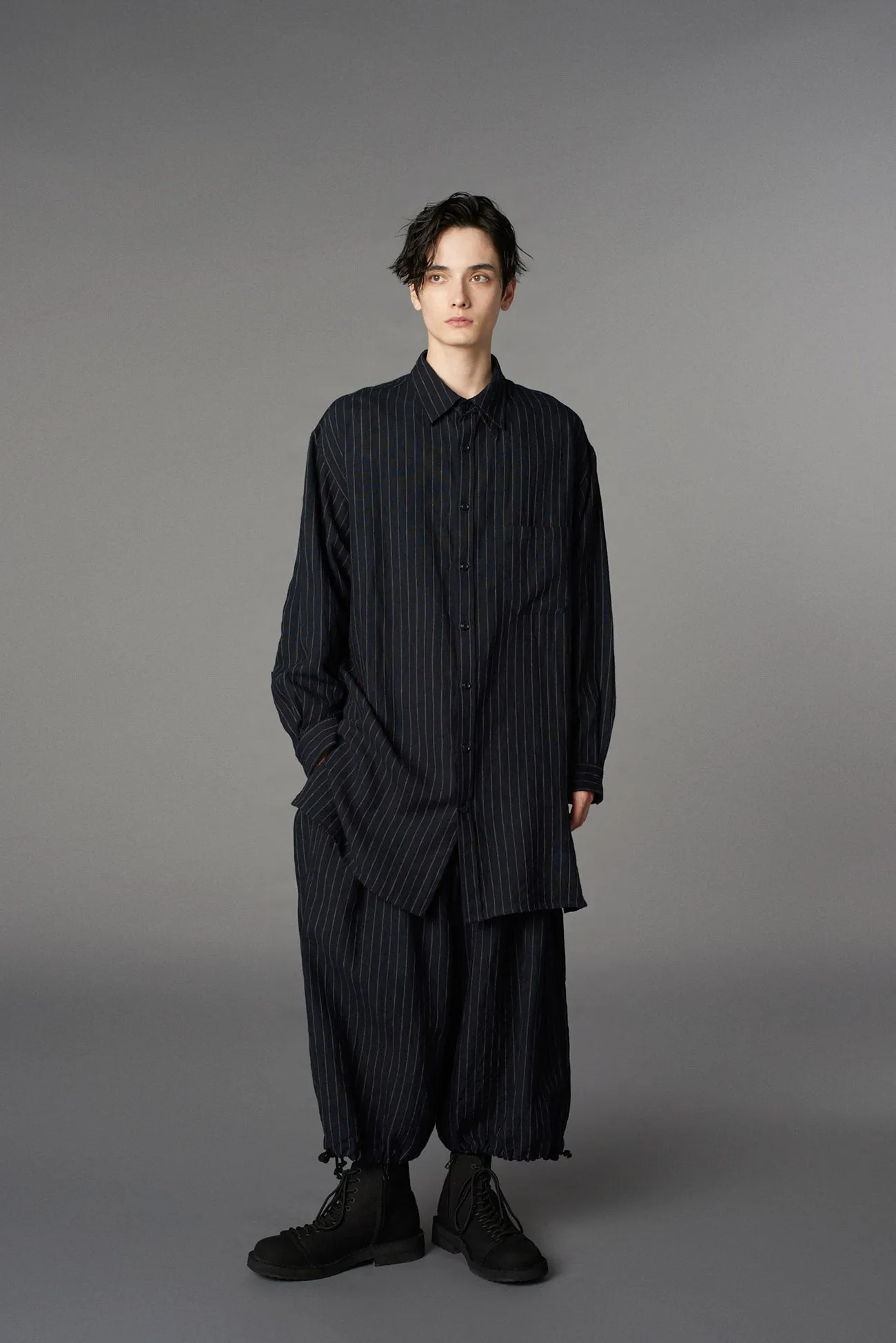 LIGHT DONGGOROS ASYMMETRICAL DOUBLE COLLAR SHIRT sold by Yohji Yamamoto product image thumbnail 2