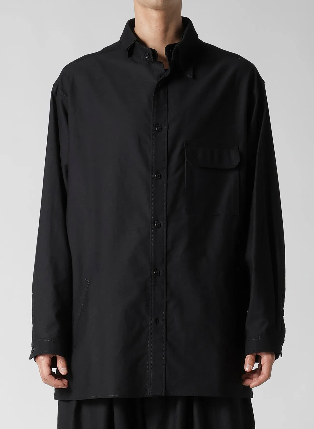WIDE TWILL SHRINKAGE SPARECOLLAR BLOUSE sold by Yohji Yamamoto product image thumbnail 2